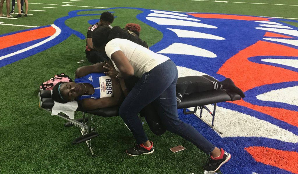 Athlete receiving chiropractic care